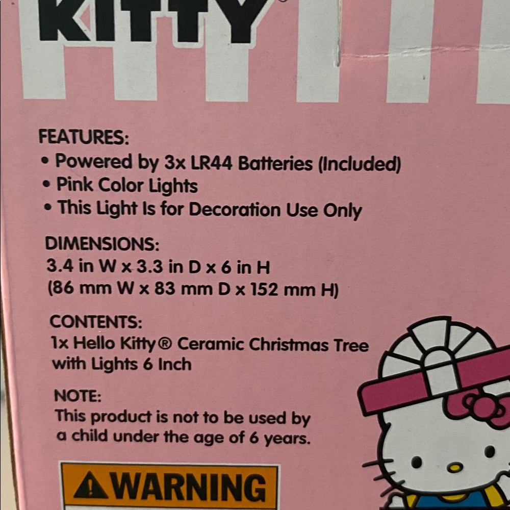 Hello Kitty Pink Ceramic Christmas Tree with Lights NWT - Picture 3 of 3